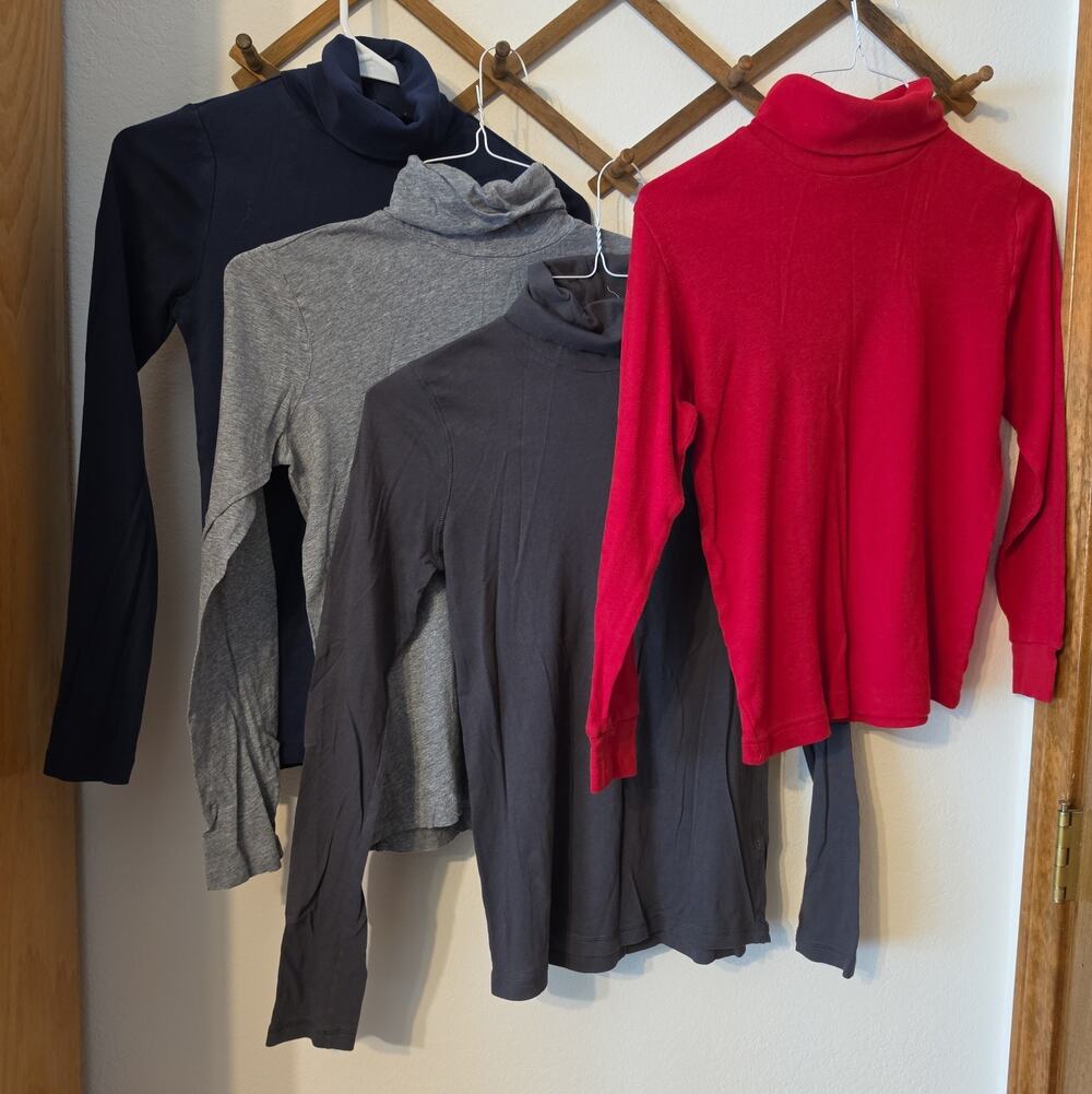 Bundle Size Small Turtleneck Sweaters Lot (4) J Crew Navy Gray Red Vintage